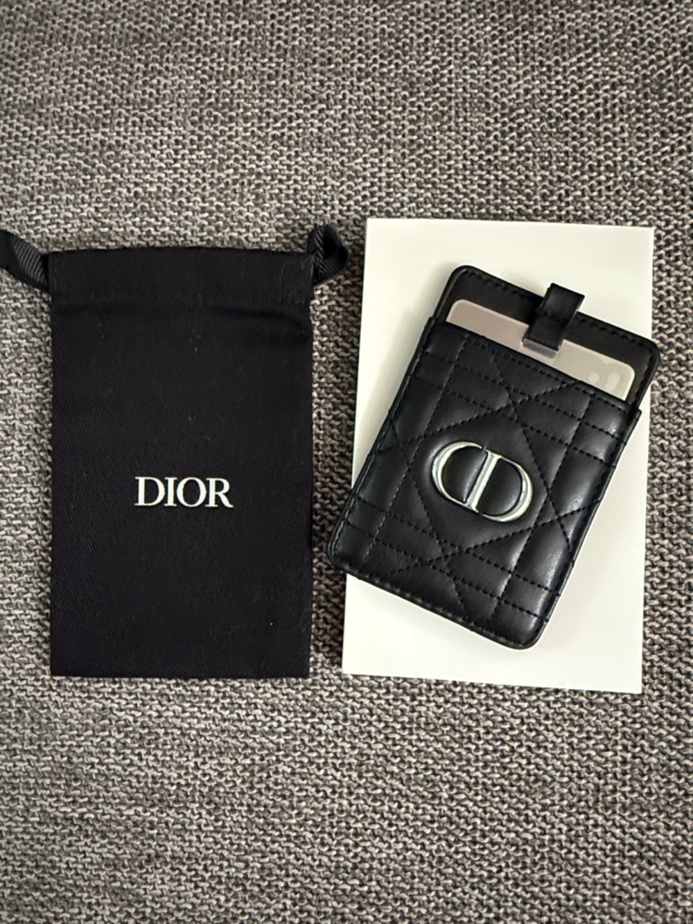 Dior Beauty Black Quilted Faux Leather Card Holder Mirror Phone New Authentic - Picture 4 of 16